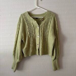 Wild Fable Green Cable Knit Cardigan